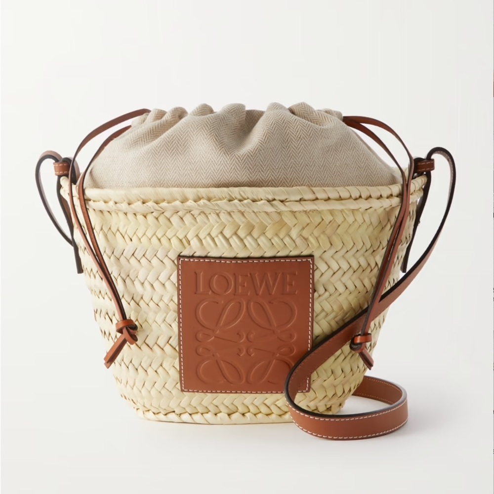 Loewe Drawstring Bucket Bag in Pal Leaf and Calfskin